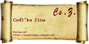 Csóka Zina névjegykártya